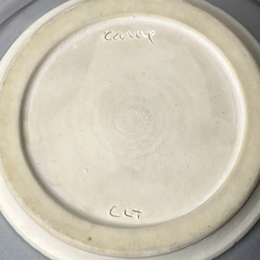 Crystalline Blue Stoneware Pottery Signed Berry Fruit Bowl 8'' - Picture 6 of 7